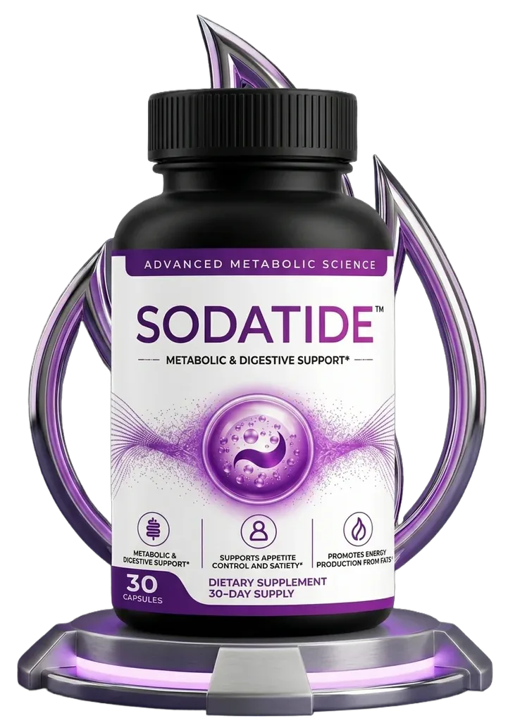 SodaTide capsule bottle on a pedestal